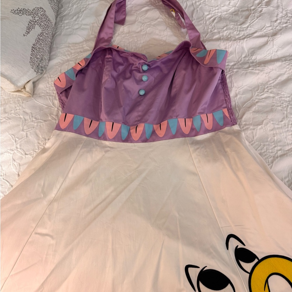 Disney Beauty & Beast Chip Halter Sundress Button Front MIDI Dress Sz XL